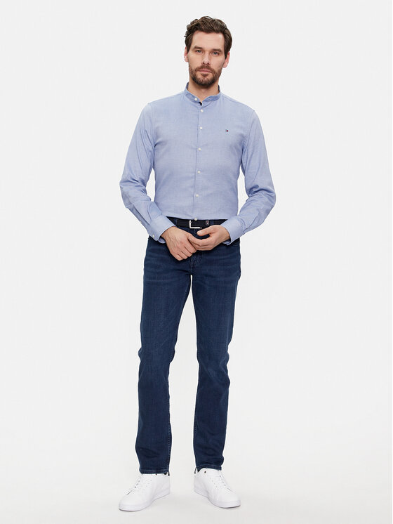 Tommy Hilfiger Tommy Hilfiger Риза Cl Stretch Dobby Sf Shirt MW0MW33821 Син Slim Fit