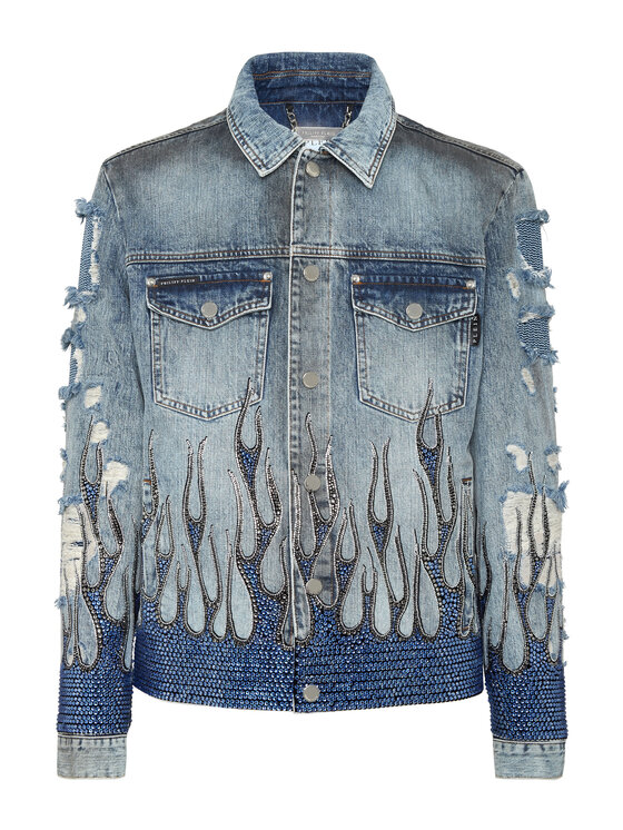 PHILIPP PLEIN PHILIPP PLEIN Jeansová bunda 21193 Šedá Regular Fit