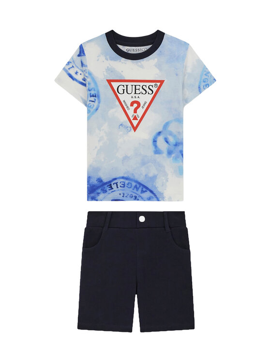 Guess Guess Set tricou și pantaloni scurți sport N6GG00 K8HM4 Bleumarin Regular Fit