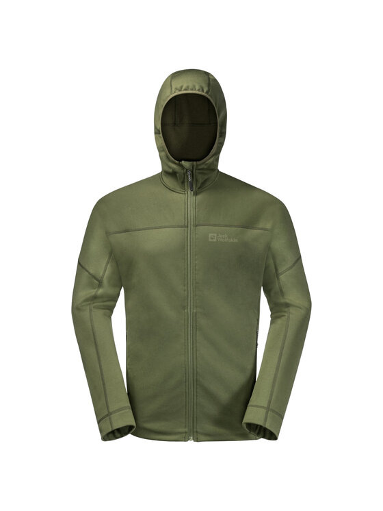 Jack Wolfskin Jack Wolfskin Polar Jack Wolfskin Hirschberg Hooded FZ M Zielony Regular Fit