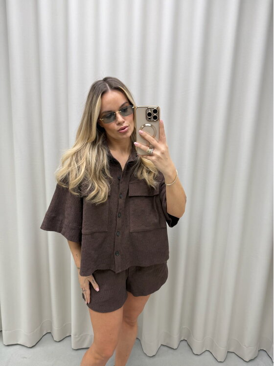 Magda Matyja Magda Matyja Koszula Mauritius Brown Top Brązowy Oversize