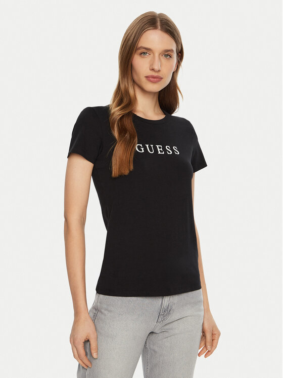 Guess T-krekls O5RI01 KBBU1 Melns Slim Fit