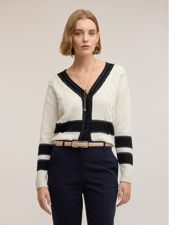 Motivi Motivi Cardigan M037W003712N0S1 Bianco Regular Fit