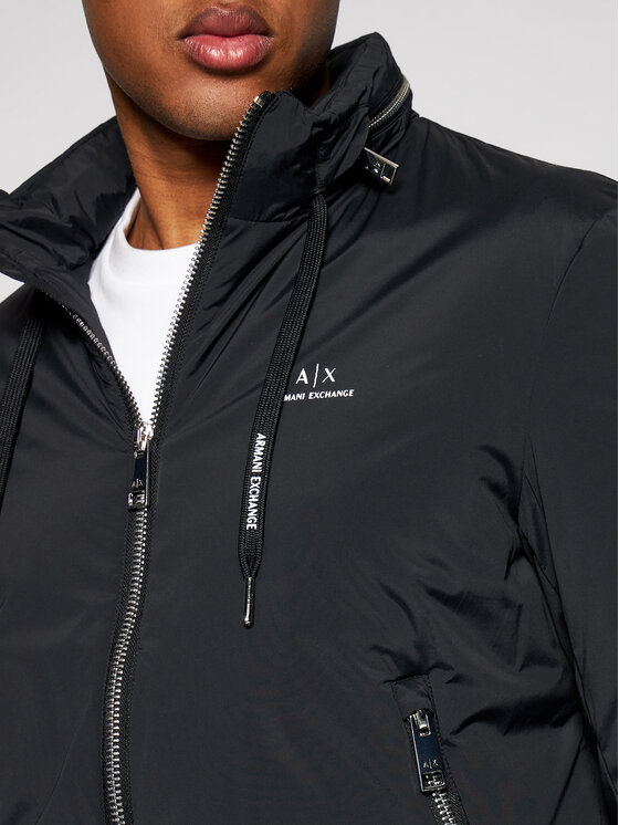 ARMANI EXCHANGE 袖口ドットロゴ フーデット ジャケット黒 メンズ