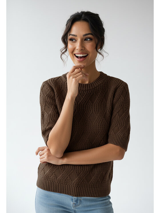 FIGL FIGL Svetr M1261 Hnědá Regular Fit