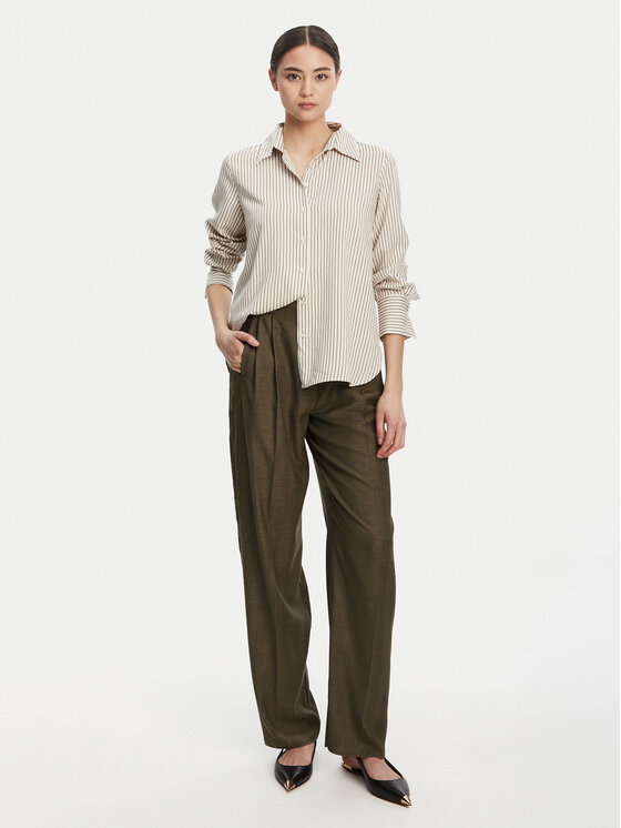 Marella Marella Auduma bikses Hull 2523136161 Haki Loose Fit