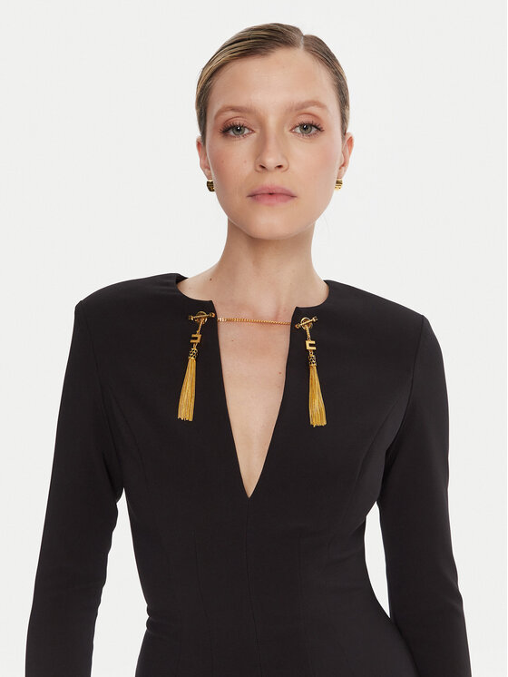 Elisabetta Franchi Elisabetta Franchi Koktejlové šaty AB-805-57E2-V460 Čierna Slim Fit