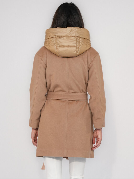FAN LEATHER FAN LEATHER Płaszcz przejściowy Krótki Wełniany z Podpinką Beżowy Loose Fit