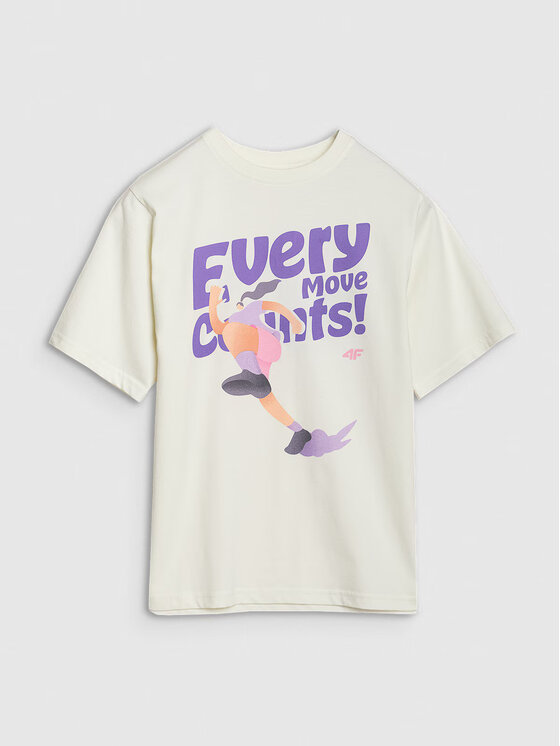 4F 4F T-Shirt 4FJASAW24TTSHF2592-011S Biały Oversize