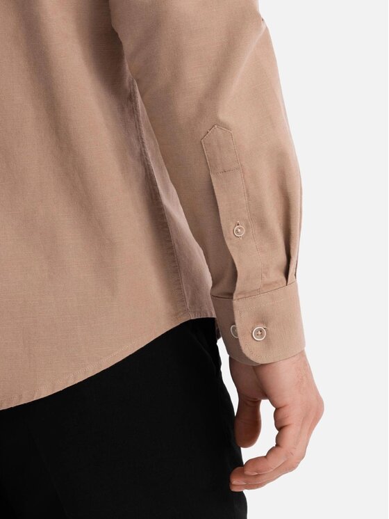Ombre Ombre Koszula OM-SHCS-0134 Brązowy Regular Fit