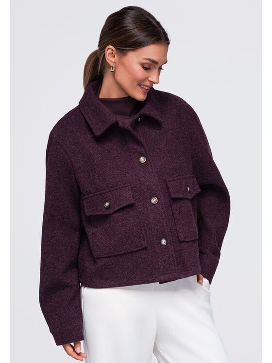 Ombre Ombre Kurtka przejściowa OW-JANP-0140 Bordowy Relaxed Fit