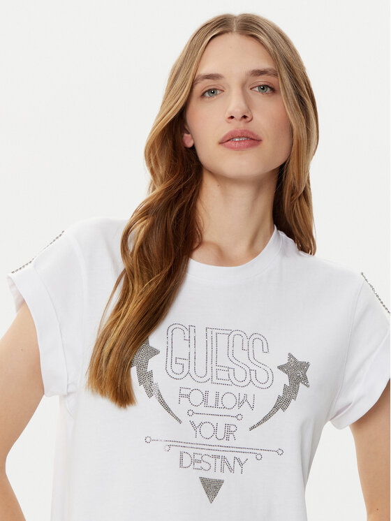 Guess Guess Тишърт W5RI06 I3Z14 Бял Regular Fit