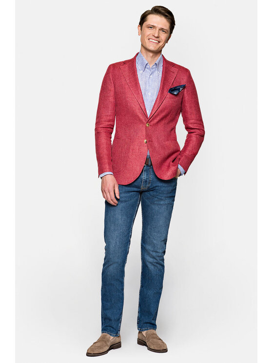 Lancerto Lancerto Marynarka Burgundia Czerwony Slim Fit
