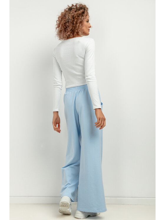 Tessita Tessita Spodnie dzianinowe T413/5/XS Niebieski Wide Leg