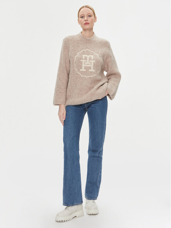 Tommy Hilfiger Tommy Hilfiger Πουλόβερ WW0WW40267 Μπεζ Oversize