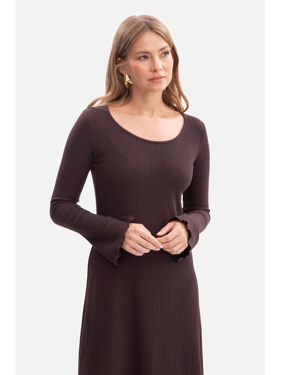BeWear BeWear Sukienka dzianinowa b308 Brązowy Baggy Fit
