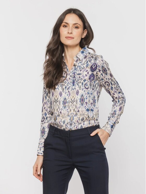 Willsoor Willsoor Koszula 61522 Beżowy Regular Fit