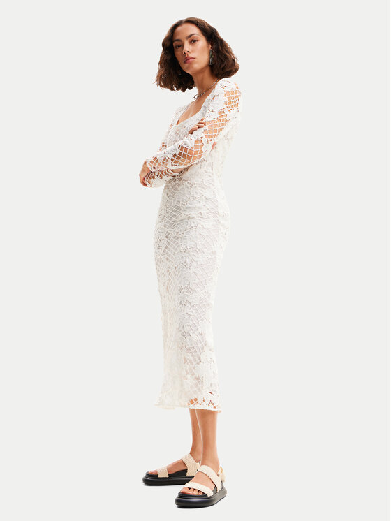 Desigual Desigual Rochie de vară Sandalo 24SWVW50 Alb Slim Fit
