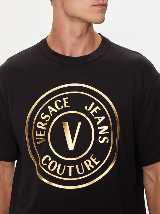 Versace Jeans Couture Versace Jeans Couture Тишърт 76GAHT04 Черен Regular Fit