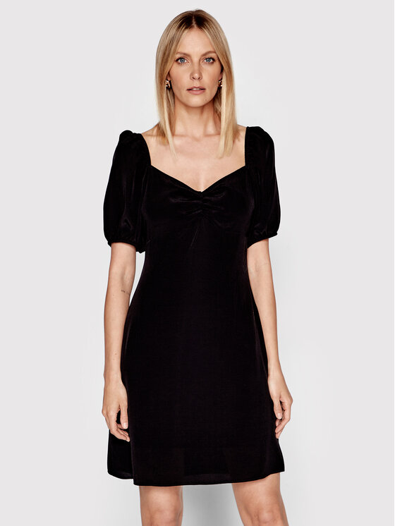 NA-KD Rochie de zi Front Rouching 1100-005854-0002-582 Negru Regular Fit