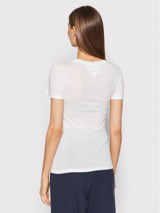 Tommy Jeans Tommy Jeans Majica Essential DW0DW12829 Bela Slim Fit