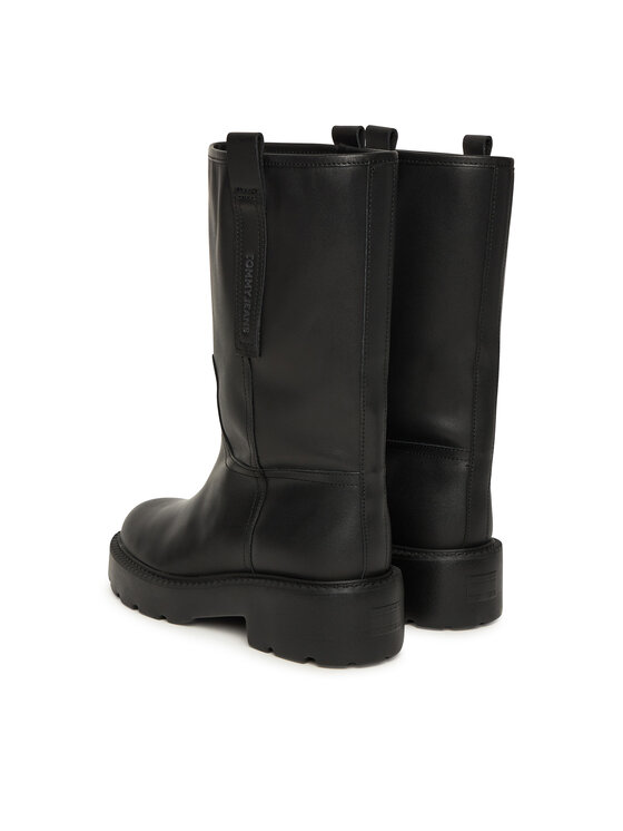 Tommy Jeans Tommy Jeans Polokozačky Tjw Leather Mid Tubular Boot EN0EN02834 Černá