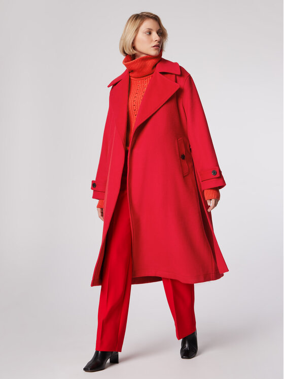 Simple Simple Демісезонний плащ PLD502-04 Червоний Relaxed Fit