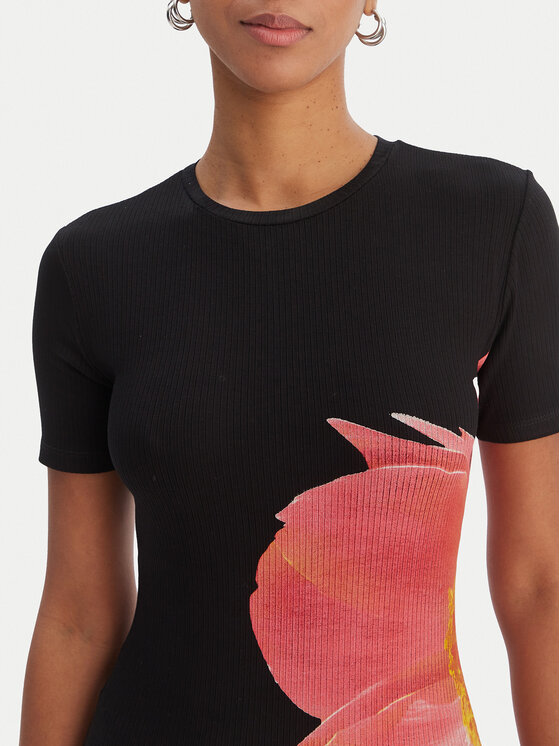 Desigual Desigual Každodenné šaty 26SWVK26 Čierna Slim Fit
