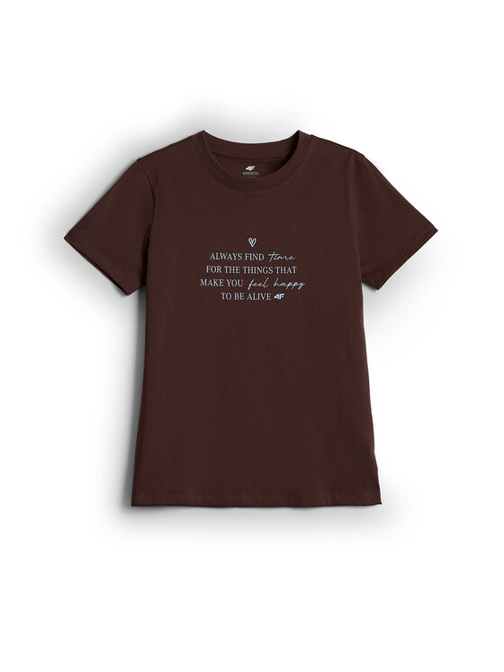 4F 4F T-Shirt SELF LOVE Brązowy ciemny Regular Fit