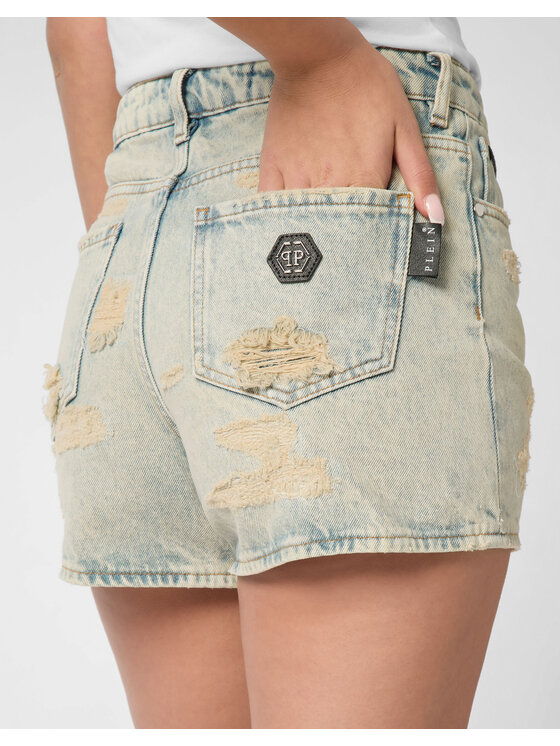 PHILIPP PLEIN PHILIPP PLEIN Szorty jeansowe 25423 Niebieski Skinny Fit
