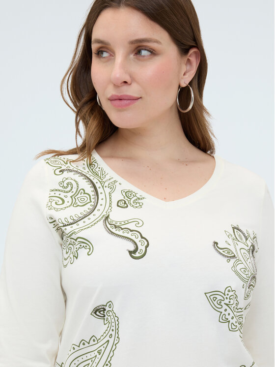 Fiorella Rubino Fiorella Rubino Bluzka G0BVL009218N002 Kremowy A-Line Fit