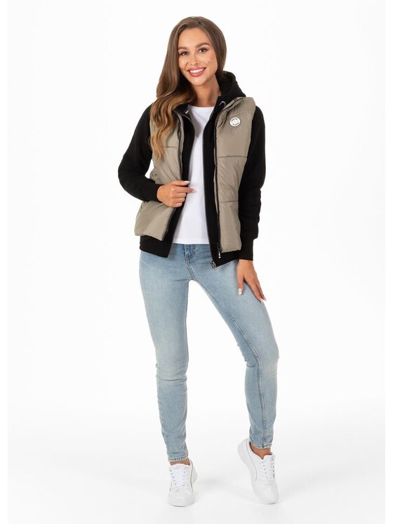 PITBULL PITBULL Kamizelka Bezrękawnik damski Orilla XL Beżowy Regular Fit