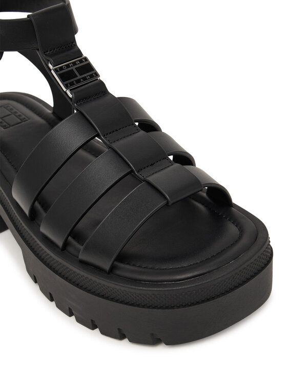 Tommy Jeans Tommy Jeans Szandál Tjw Fisherman Leather Max Sandal EN0EN02943 Fekete