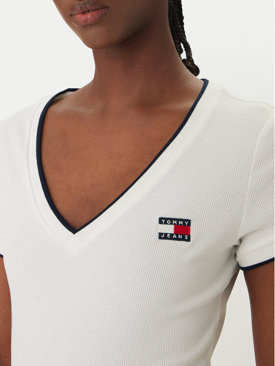 Tommy Jeans Tommy Jeans Póló DW0DW22275 Fehér Slim Fit