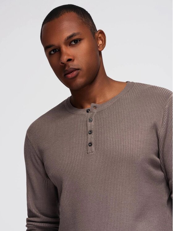 Ombre Ombre Svetr OM-SWSW-0182 Hnědá Regular Fit