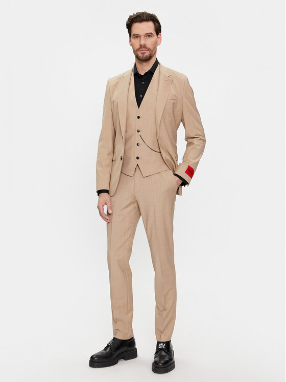 HUGO Hugo Костюм Hesten 50509390 Бежевий Extra Slim Fit