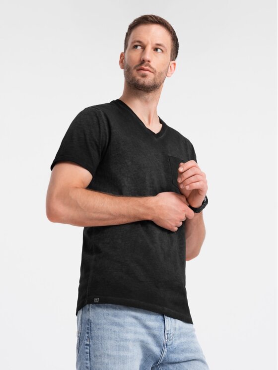 Ombre Ombre T-Shirt OM-TSCT-22SS-002 Czarny Regular Fit