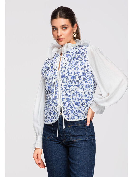 Ombre Ombre Kamizelka OW-VE-E0003 Niebieski Regular Fit
