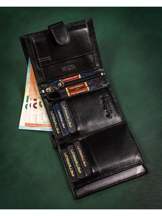 Peterson Peterson Duży Portfel Męski PTN SET-M-1549L-KCS Czarny