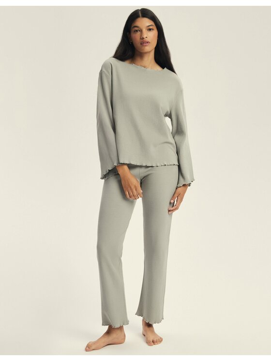 Esotiq Esotiq Komplet bluzka i spodnie 44061 Zielony Regular Fit