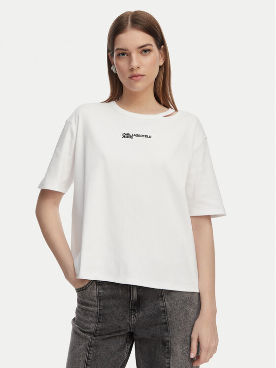 Karl Lagerfeld Jeans Tricou B2W17077 Alb Regular Fit