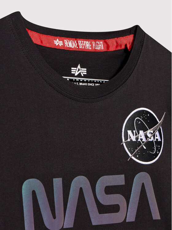 Alpha Industries Alpha Industries T-Shirt Nasa Rainbow Reflective 198718RR Czarny Regular Fit