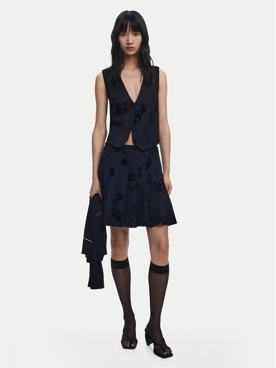 Desigual Desigual Fustă mini Flock 25WWFW10 Negru Regular Fit
