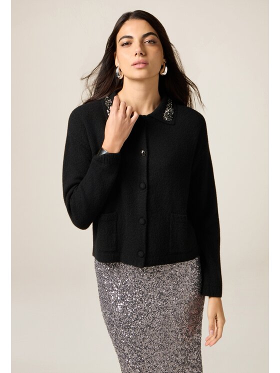 Oltre Oltre Cardigan M358J005098N033 Nero Regular Fit