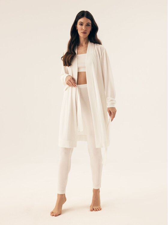 Esotiq Esotiq Szlafrok 42412 Kremowy Relaxed Fit