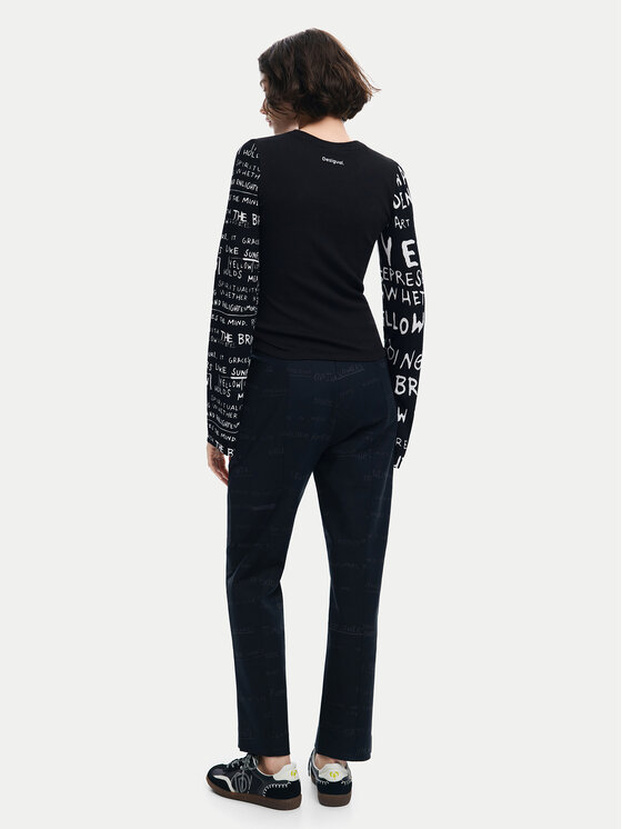 Desigual Desigual Μπλουζάκι Rebe 24WWTK78 Μαύρο Slim Fit