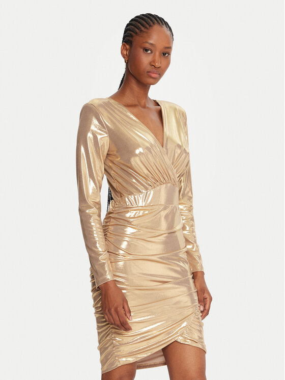 Fracomina Fracomina Cocktail obleka FQ25WD1006W59501 Zlata Slim Fit
