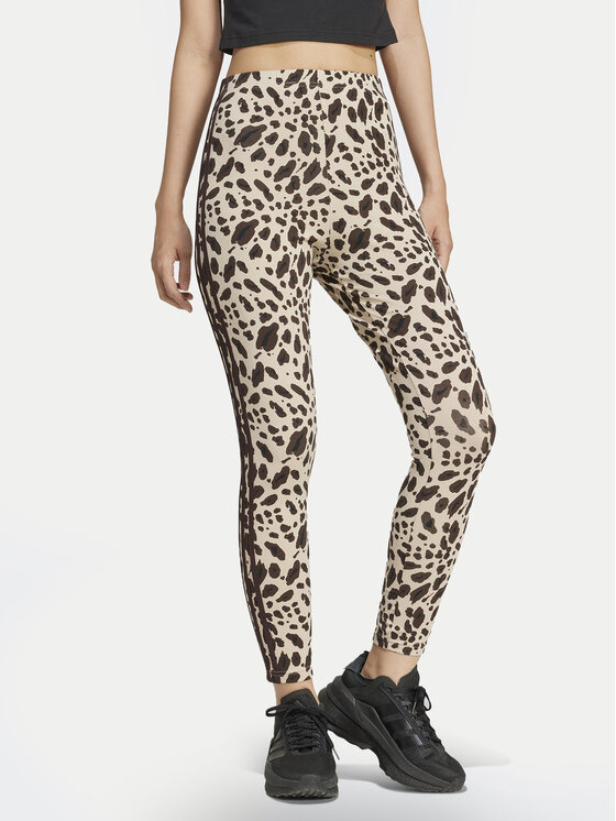 adidas adidas Legíny Essentials 3-Stripes Animal Print IX3722 Hnedá Slim Fit