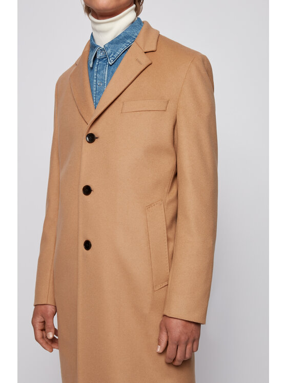 BOSS Boss Vilnonis paltas Nye2 50438689 Smėlio Slim Fit