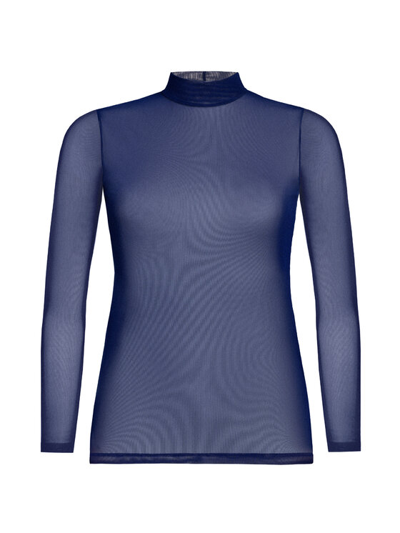 Teyli Teyli Bluzka damski z siateczki Glamour Niebieski Standard Fit